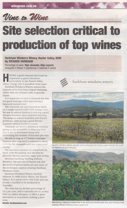 Grape Growers and Vignerons- Site selection critical to selection of top wines 2010